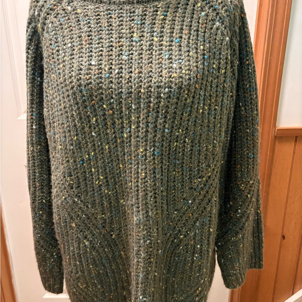 Talbots Green Speckled Turtleneck Sweater